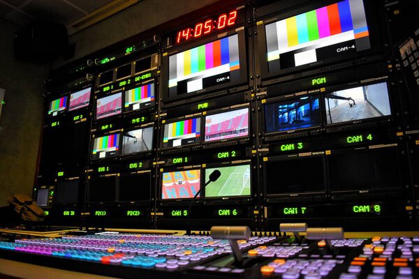 Equipment in outside broadcasting van