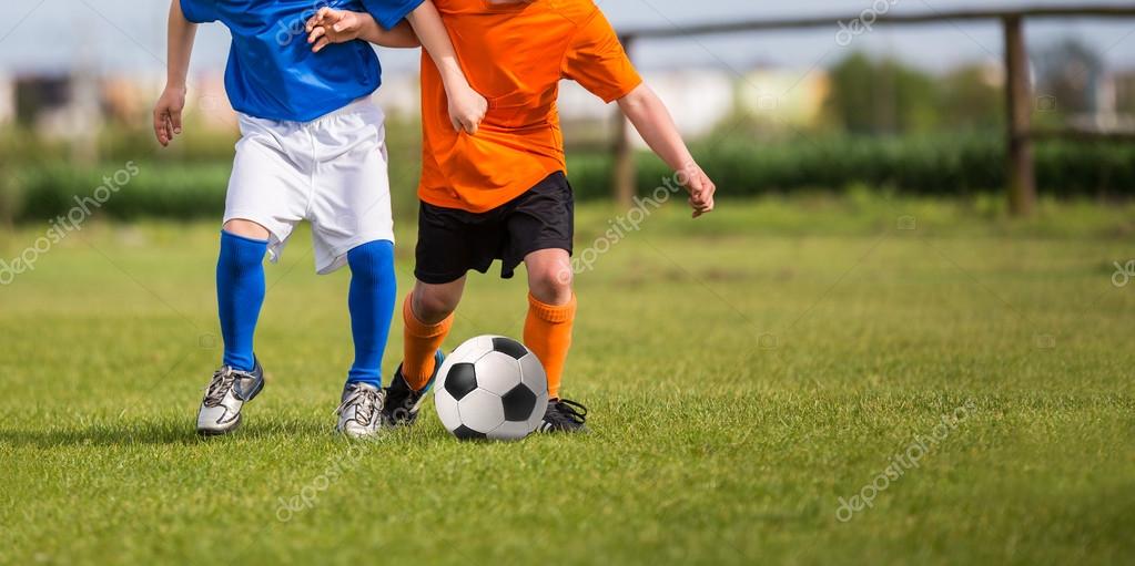 Children Playing Soccer Football Match Stock Photo