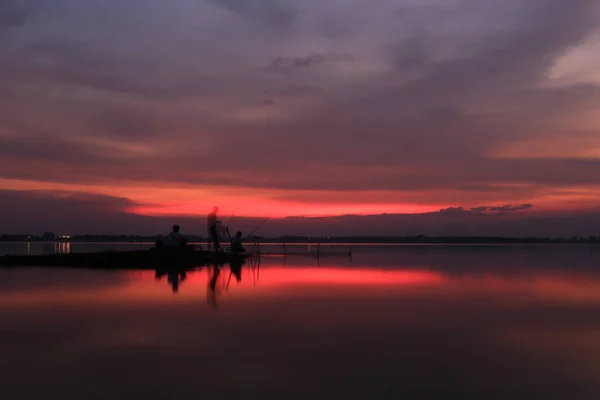 Vista Noturna Barragem Lam Pao Kalasin Tailândia — Fotografia de Stock