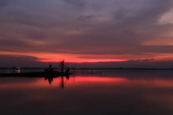 Vista Serale Della Diga Lam Pao Nella Provincia Kalasin Thailandia — Foto Stock