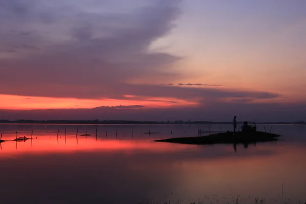 Vista Noturna Barragem Lam Pao Kalasin Tailândia — Fotografia de Stock