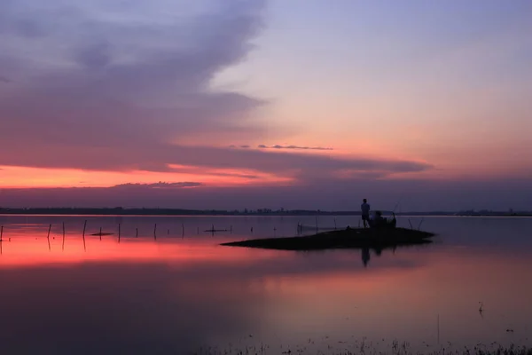 Vista Serale Della Diga Lam Pao Nella Provincia Kalasin Thailandia — Foto Stock