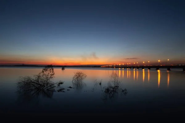 Nachtzicht Lam Pao Dam Kalasin Provincie Thailand — Stockfoto