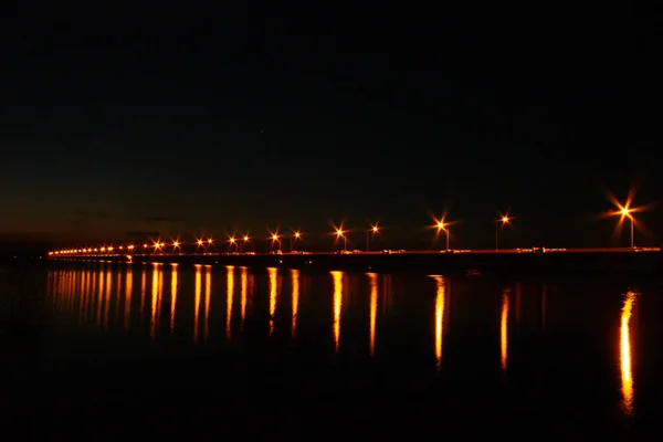 Vista Noturna Barragem Lam Pao Kalasin Tailândia — Fotografia de Stock