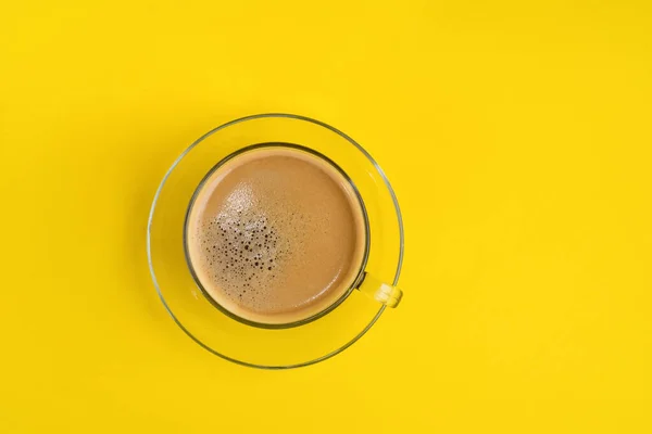 Tazza Caffè Sfondo Giallo Pop Colorato — Foto Stock