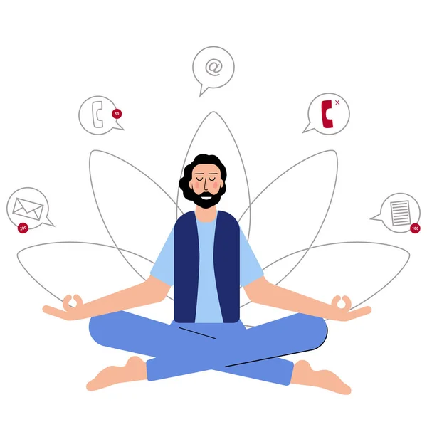 Hombre Negocios Está Meditando Oficio Para Sentirse Más Relajado Evitar — Vector de stock