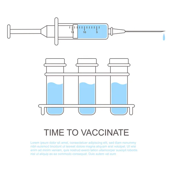 Aşıyı Enjekte Etmek Için Şırıngalar Şırınga Ikonu Ayarlandı Aşı Zamanı — Stok Vektör