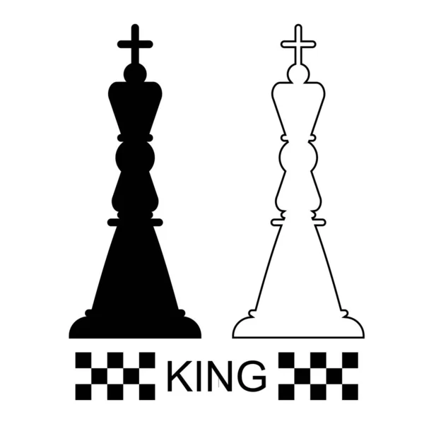 Black White King Pièce Échecs Sur Fond Blanc Pièces Échecs — Image vectorielle