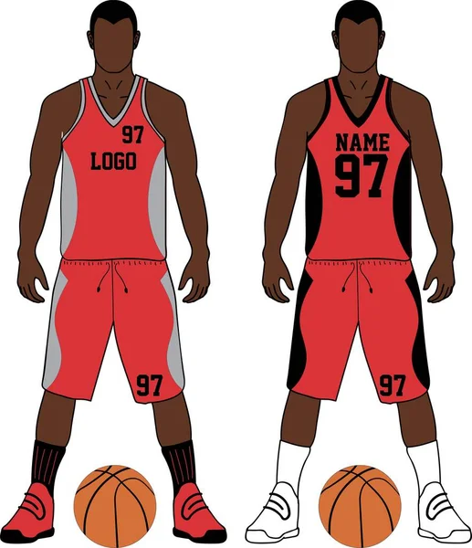 basketball t-shirt design uniform set of kit. custom design basketball jersey template. front and back view shirt and shorts mock up. Illustration