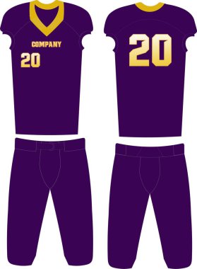 Amerikan futbolu forması, t-shirt spor tasarım şablonları ön ve arka görüş illüstrasyon vektörleri 