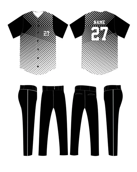 Beyzbol Forması Üniforması Şablonu Özel Tasarım Siyah Vektörü Oluşturur — Stok Vektör