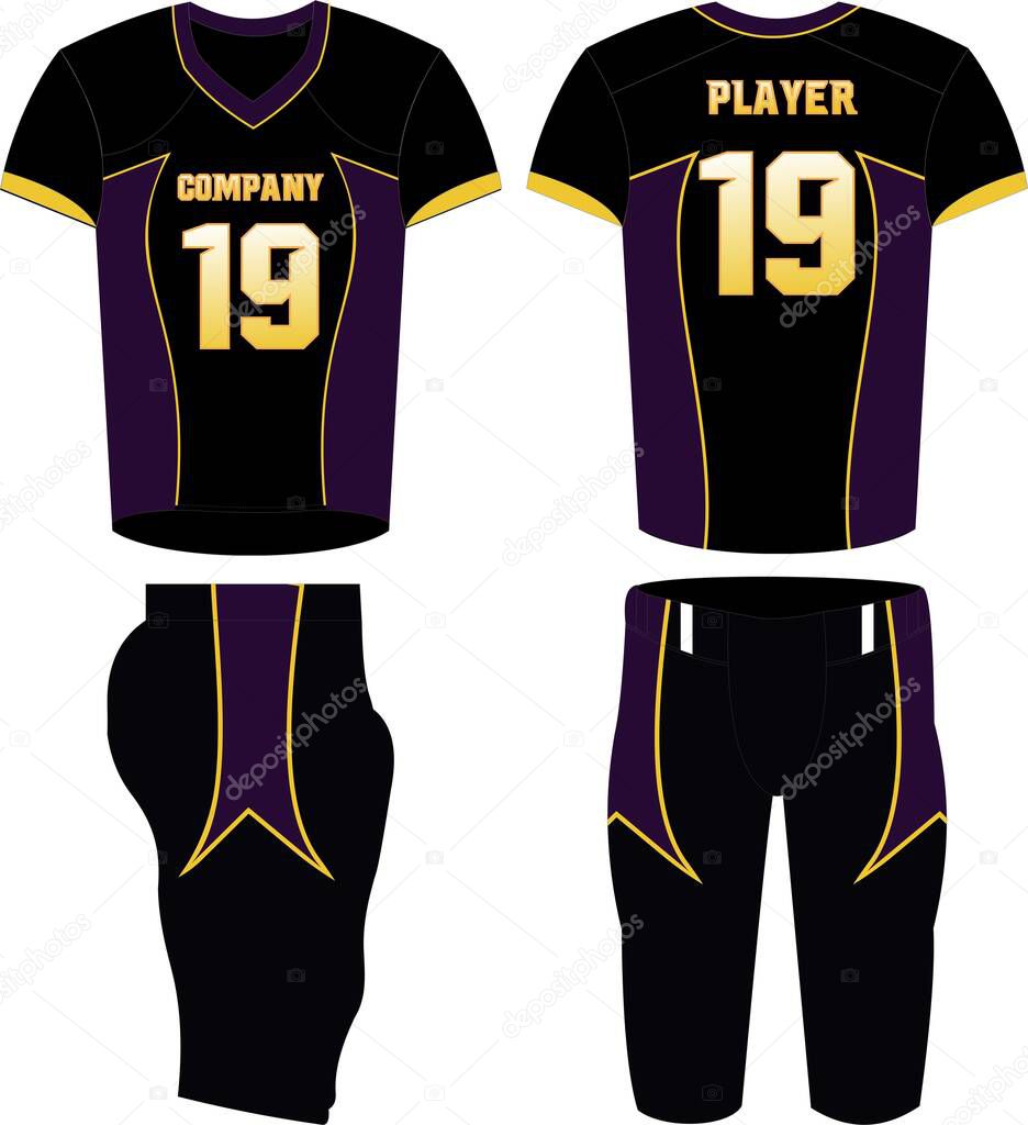 American Football jersey,t-shirt sport design templates uniforms front and back view vectors
