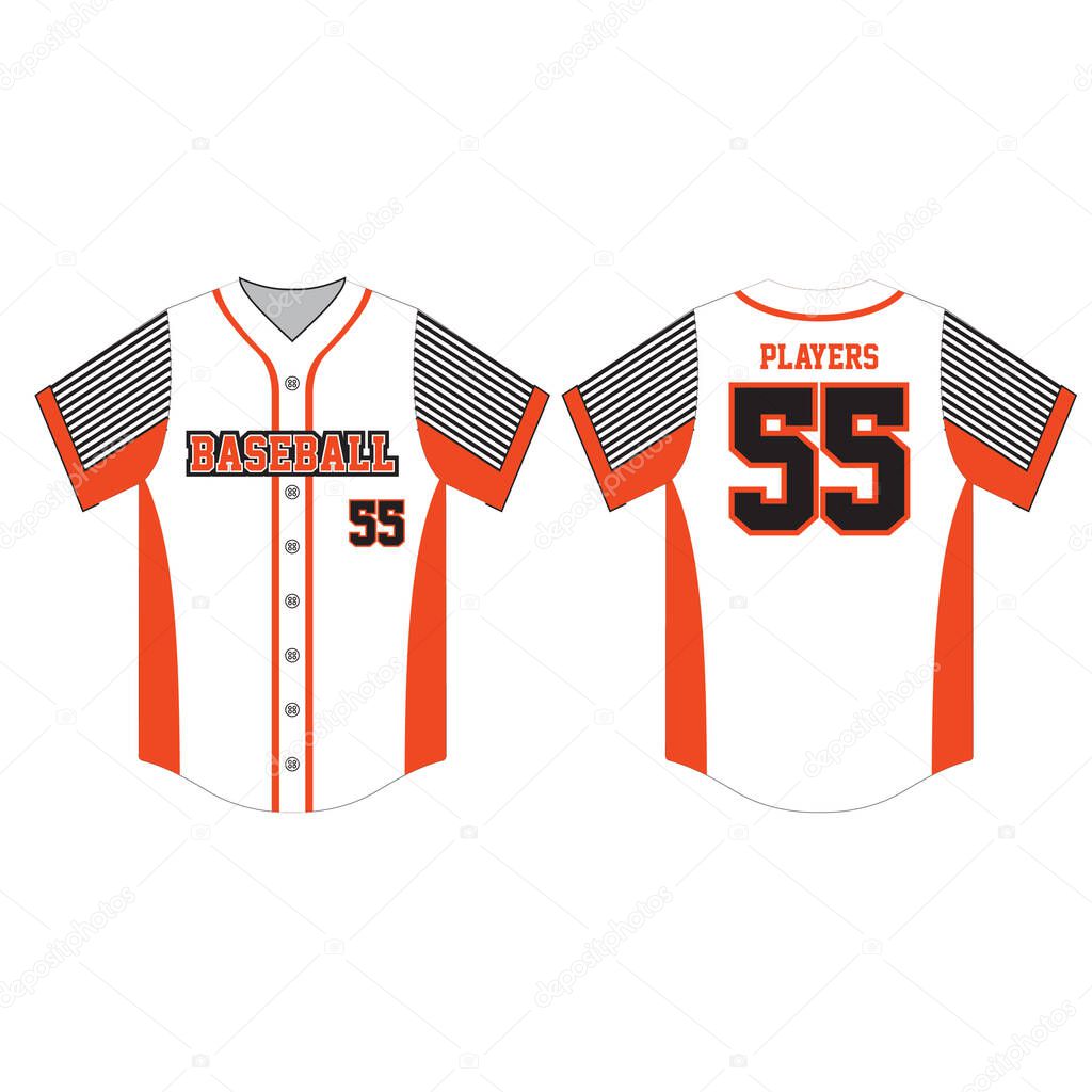 Full button Baseball jersey design template illustration vector 