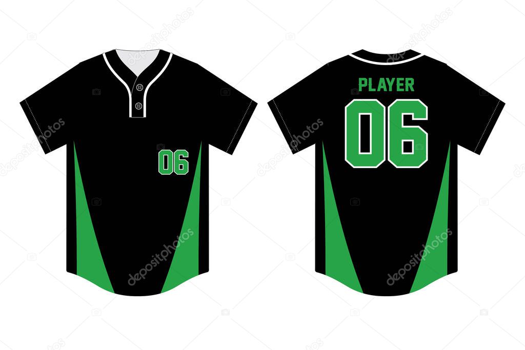 Baseball jersey, sport uniform, template. Baseball t-shirt mock up. Front and back view baseball uniform vector