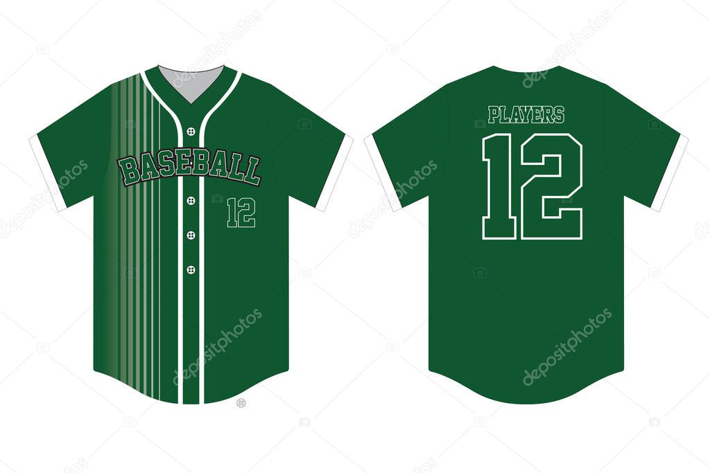  Baseball jersey, sport uniform, template. Baseball t-shirt mock up. Front and back view baseball uniform vector 