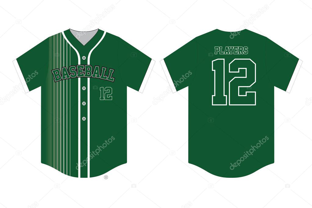 Baseball jersey, sport uniform, template. Baseball t-shirt mock up. Front and back view baseball uniform vector