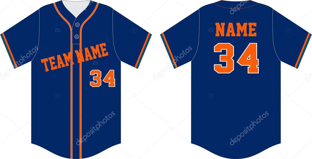 Custom design Two button Baseball jersey mock ups templates illustration vector front and back view vector 