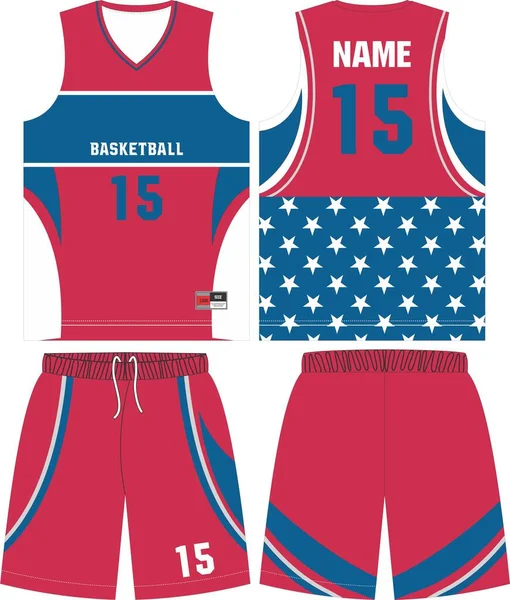 Custom Design Μπάσκετ Shirt Στολή Kit Μπάσκετ Jersey Πρότυπο Μπροστά — Διανυσματικό Αρχείο
