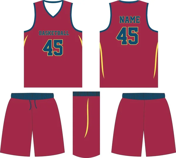 Basquete Uniforme Mock Modelo Design Para Basquete Clube Vector —  Vetores de Stock