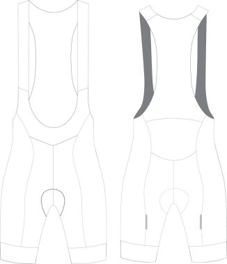  Yarış Özel Bisiklet Bib Şortu Boş Şablon Vektörü