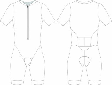 Yarış Özel Kısa Kollu Triatlon Cilt Giysisi Boş Şablon Vektörü