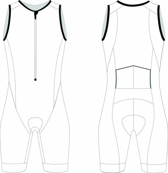 Traje Piel Triatlón Sin Mangas Personalizado Plantillas Blanco Vector — Archivo Imágenes Vectoriales