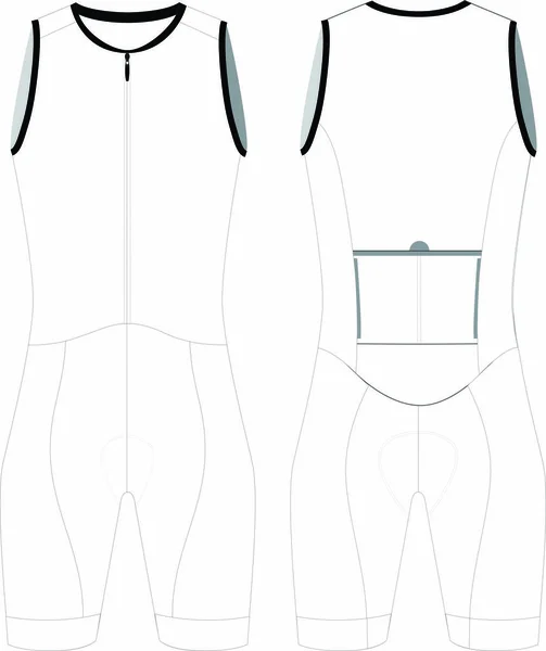 Vecteur Modèles Blancs Costume Peau Cyclisme Personnalisé Sans Manches Course — Image vectorielle