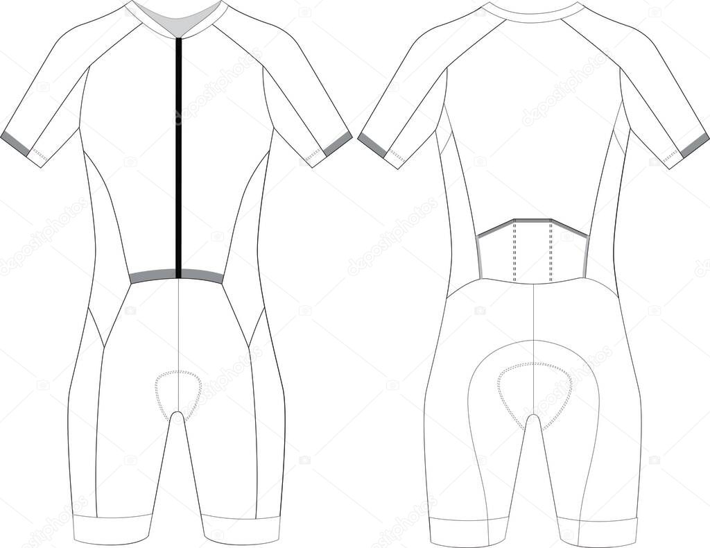  Short Sleeve Custom Cycling Skin suit Blank Templates Vector