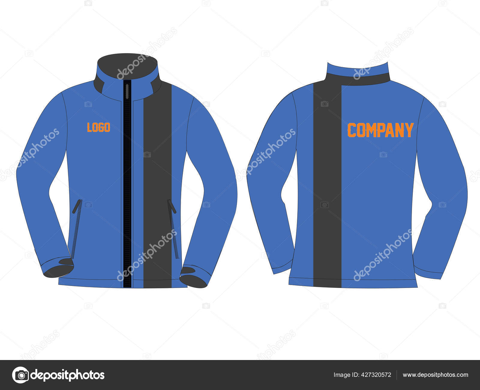 Shell hoodie hooded windbreaker template - Stock Illustration