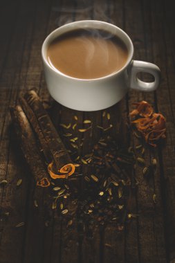Masala tea with spices clipart