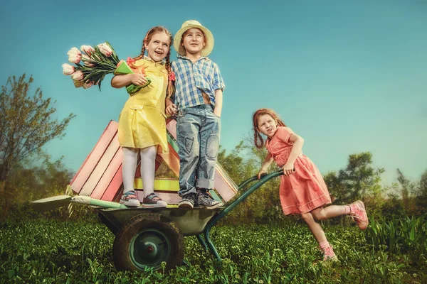 Kinderen in de zomertuin — Stockfoto