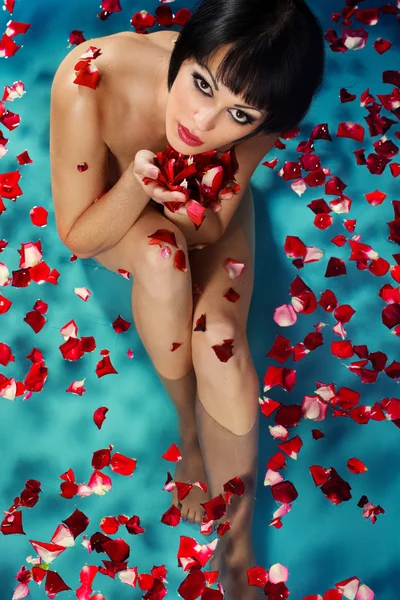 Woman relaxing in pool — Stock Photo, Image