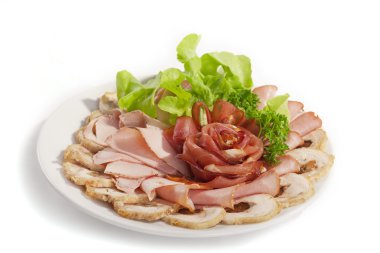 Sliced meat in form of rose clipart