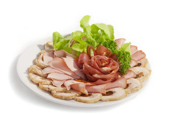 Sliced meat in form of rose — Stock Photo, Image