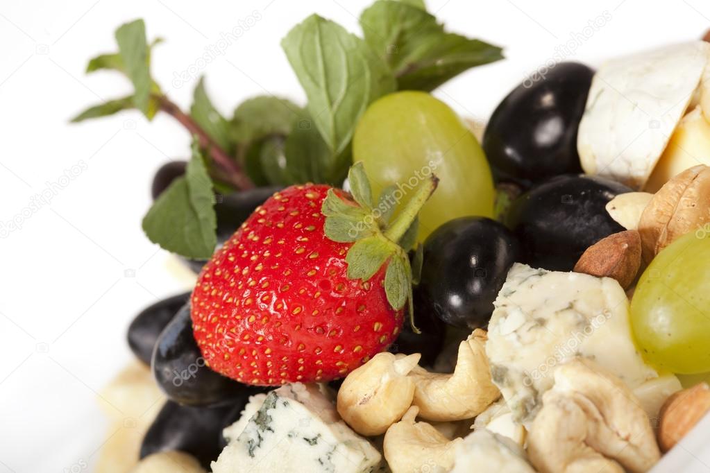 Cheese plate with fruits