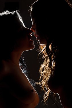 İki seksi kadın silüeti