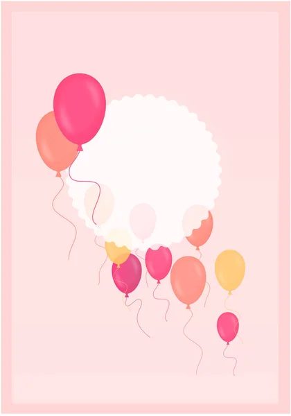 Birthday Card Balloons Pink Background — Stock Vector