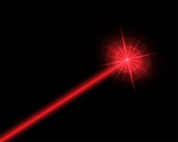 Streszczenie wiązki czerwonego lasera. Odizolowany na przezroczystym czarnym tle. Ilustracja wektora — Wektor stockowy