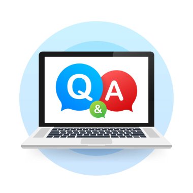 Beyaz arka planda Soru ve Cevap Baloncuk Sohbeti. Vektör stok illüstrasyonu.