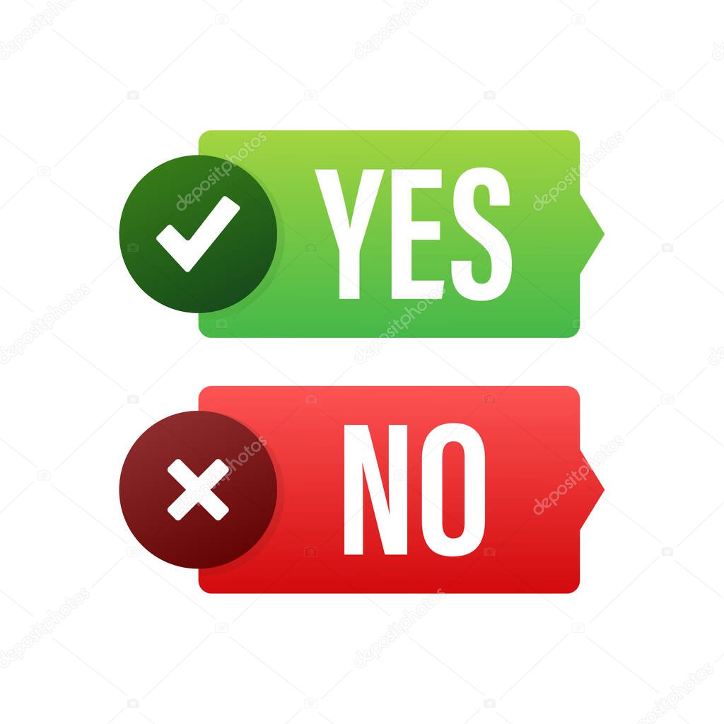 Yes and No button. Feedback concept. Positive feedback concept. Choice button icon. Vector stock illustration.