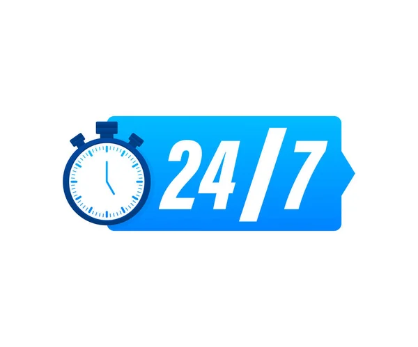 24-7 service concept. 24-7 open. Support service icon. Vector stock illustration. — Stock Vector