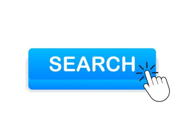 Araştır. Web afişi. Ok, imleç simgesi. Ok vektör simgesi. El şıklaması. Vektör stok illüstrasyonu.