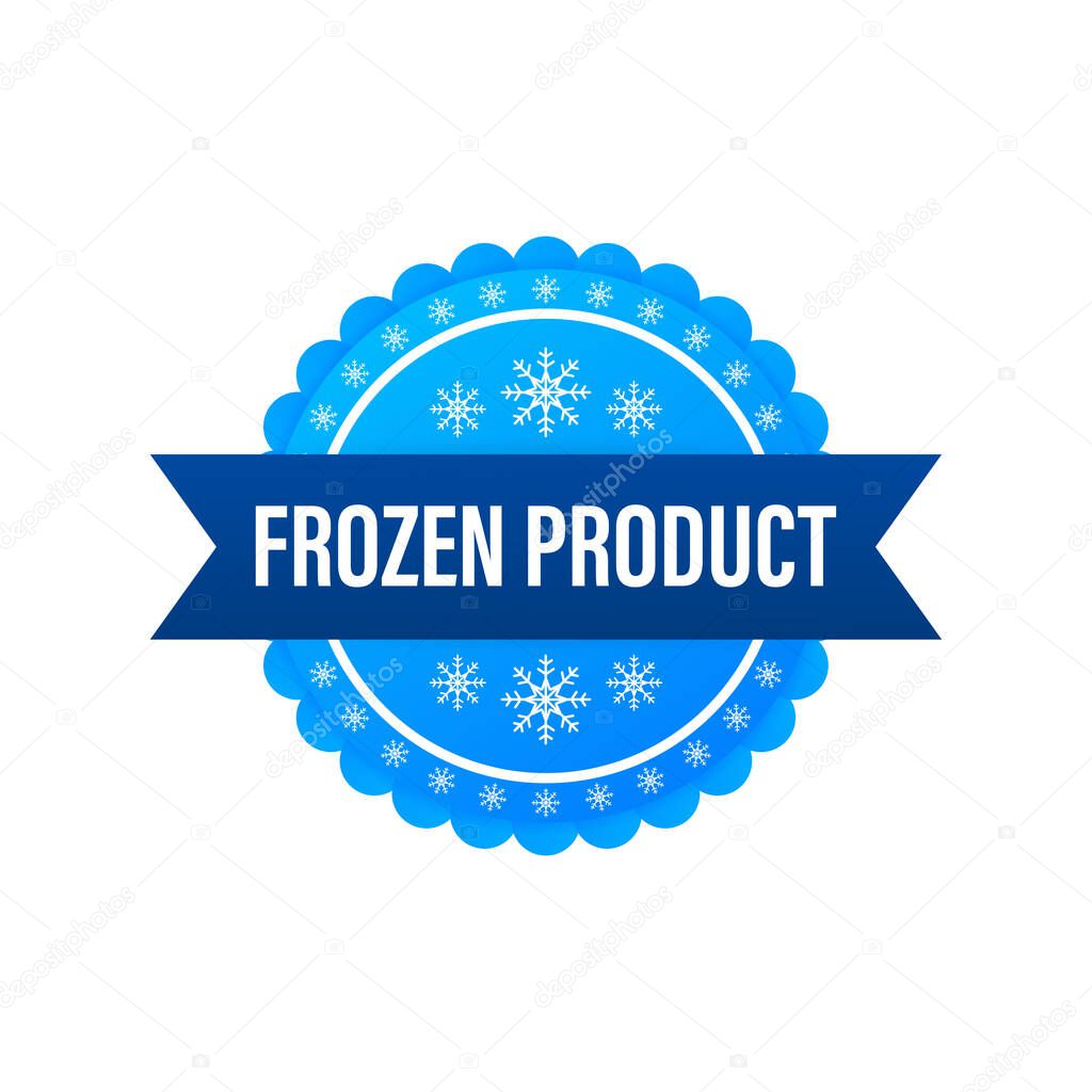 Blue frozen product on white background. Food logo. Vector stock illustration