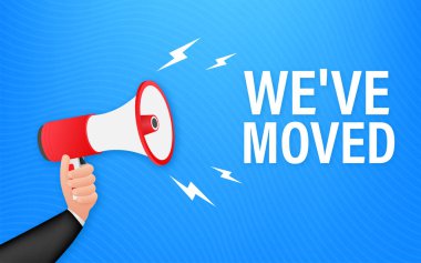 El ele tutuşan megafon- taşındık. Vektör stok illüstrasyonu.