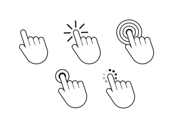 Klicken Sie mit dem Finger auf den Symbol-Vektor. Klicken Sie per Hand auf das Symbol. Touchscreen drücken. Vektoraktiendarstellung. — Stockvektor