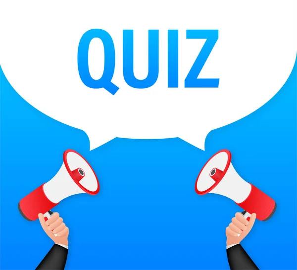 Megaphone banner isolated on white background - Quiz time. Vector  illustration., Stock vector