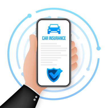 Sigorta sözleşmesi belgesi. Kalkan simgesi. Korunma. Vektör stok illüstrasyonu