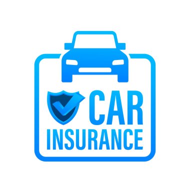 Sigorta sözleşmesi belgesi. Kalkan simgesi. Korunma. Vektör stok illüstrasyonu