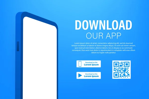 Downloadseite Der Mobilen App Smartphone Mit Leerem Bildschirm Für Ihre — Stockvektor