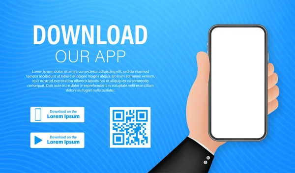 Downloadseite Der Mobilen App Smartphone Mit Leerem Bildschirm Für Ihre — Stockvektor